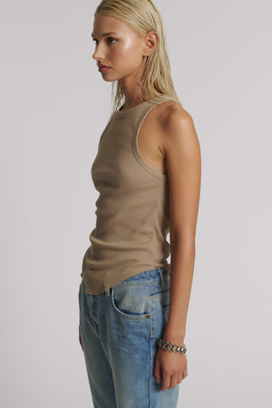 One Teaspoon Distressed Ramone Rib Tank Sand