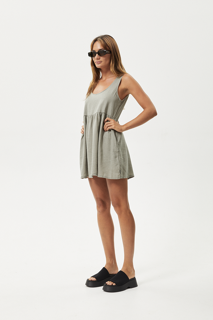 Afends Jesse Hemp Mini Dress Olive