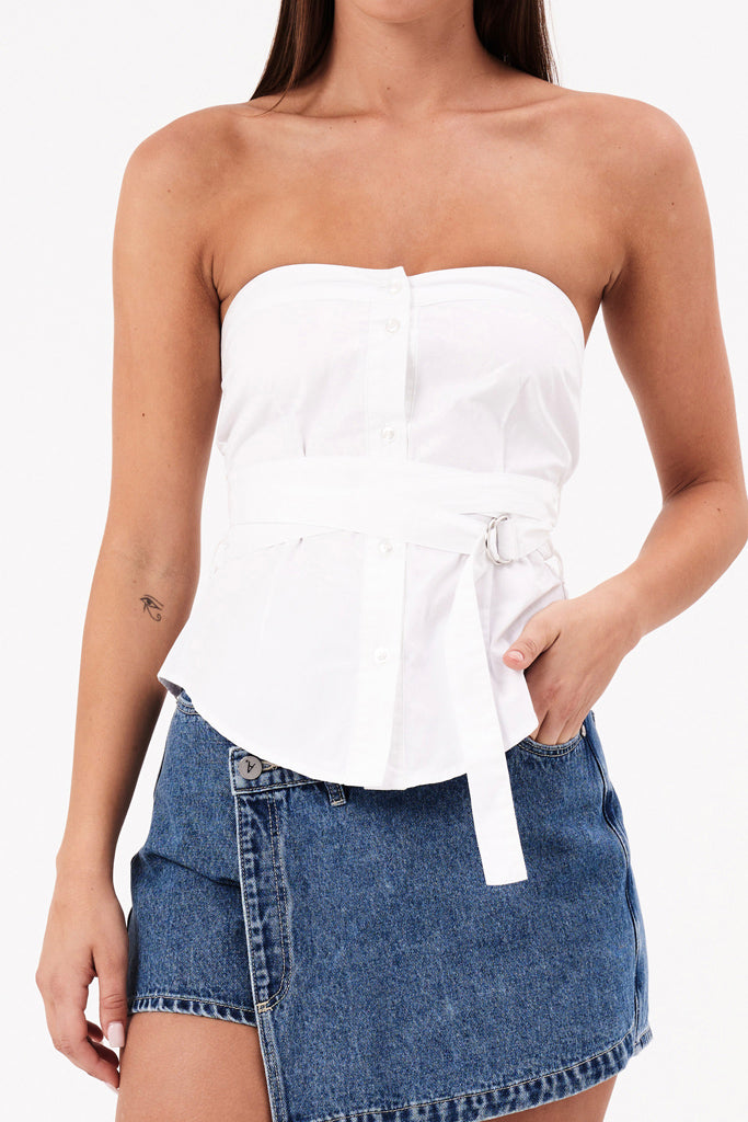 Abrand Strap Bustier Shirt White