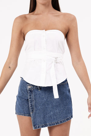 Abrand Strap Bustier Shirt White