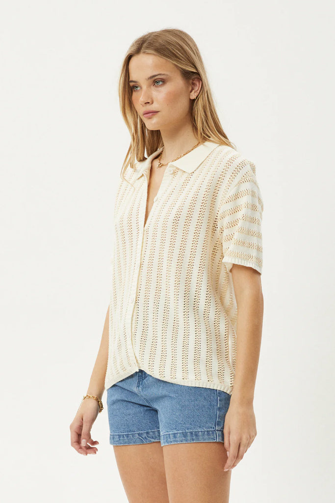 Afends Claudia Knit Shirt White / Sand