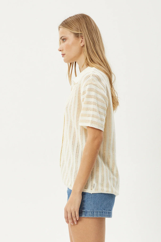 Afends Claudia Knit Shirt White / Sand