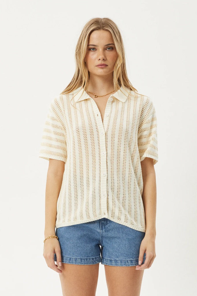 Afends Claudia Knit Shirt White / Sand