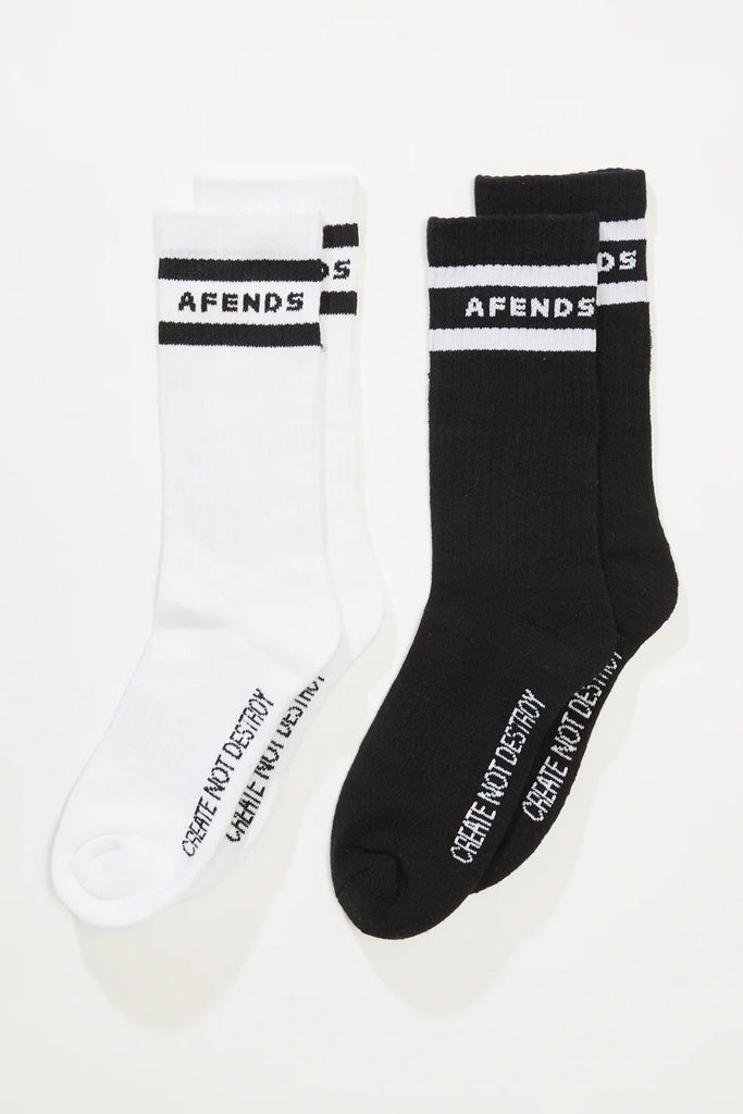 Afends Create Not Destroy Socks Two Pack Black / White