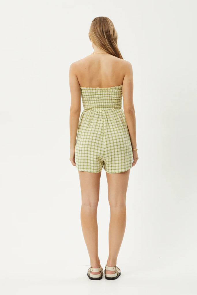 Afends Darcy Check Playsuit Lemongrass Check