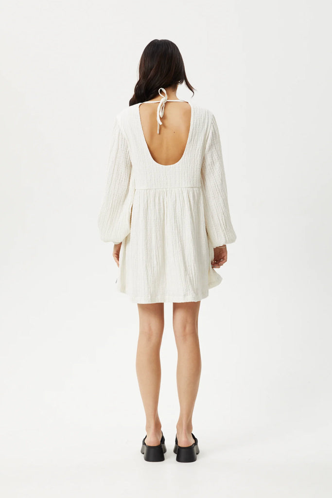 Afends Focus Hemp Seersucker Mini Dress White