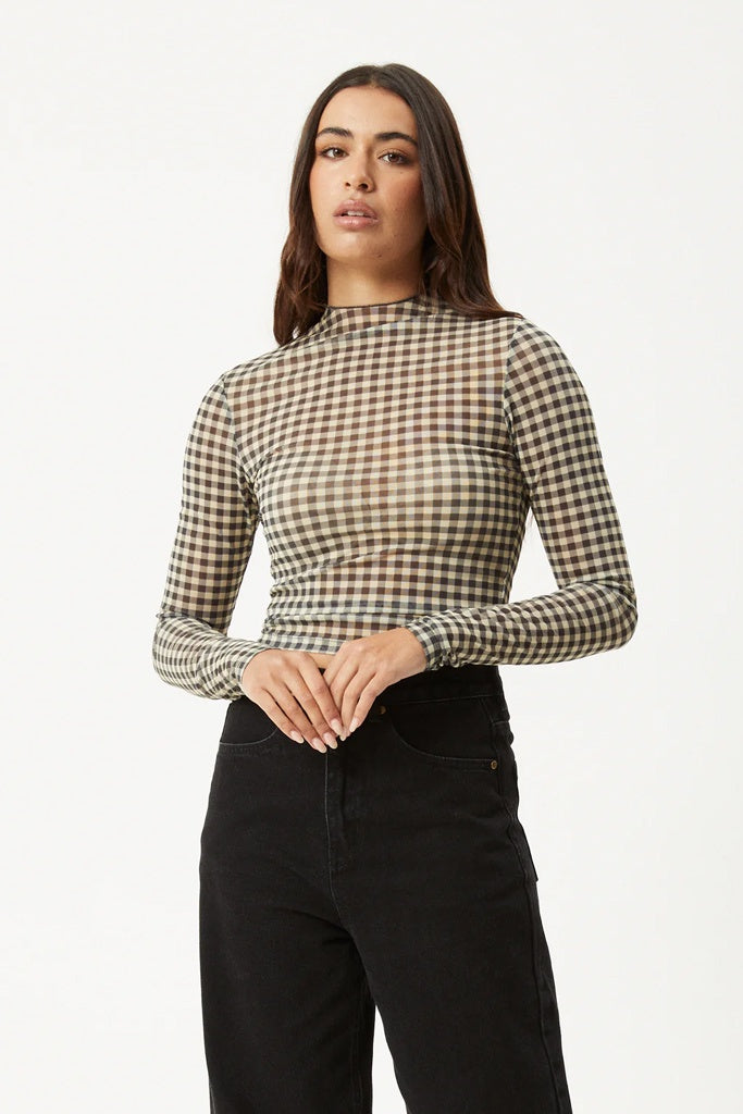 Afends Gambet -  Sheer Long Sleeve Top - Black / Sand
