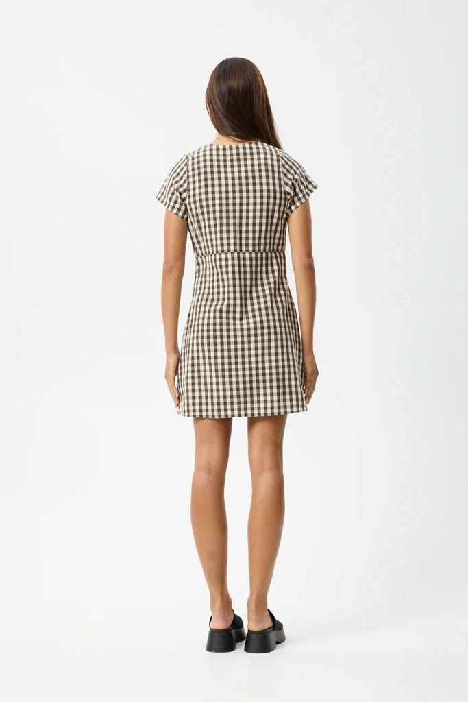 Afends Gambet Check Tea Dress Black / Sand