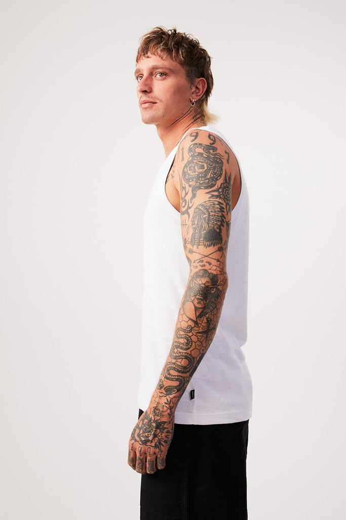 Afends Base - Hemp Singlet - White