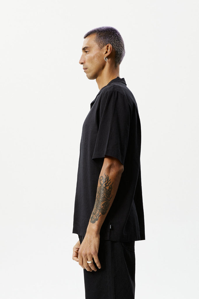 Afends Daily Hemp Cuban Short Sleeve Shirt - Black