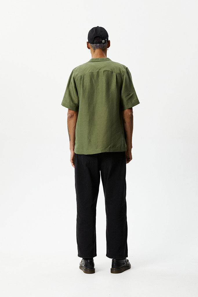 Afends Daily Hemp Cuban Short Sleeve Shirt Military