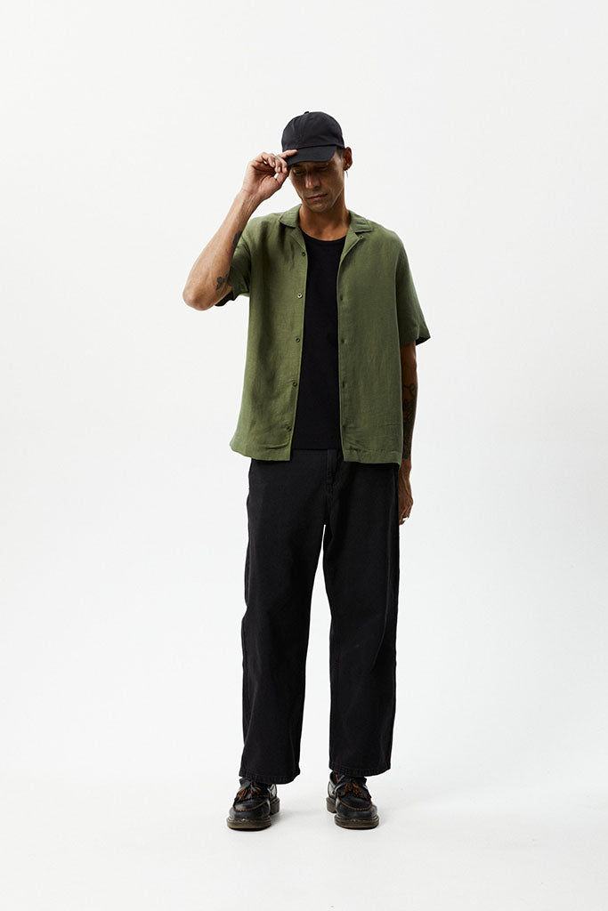 Afends Daily Hemp Cuban Short Sleeve Shirt Military