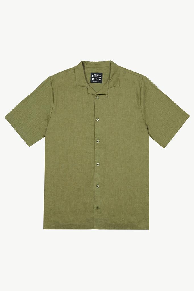 Afends Daily Hemp Cuban Short Sleeve Shirt Military