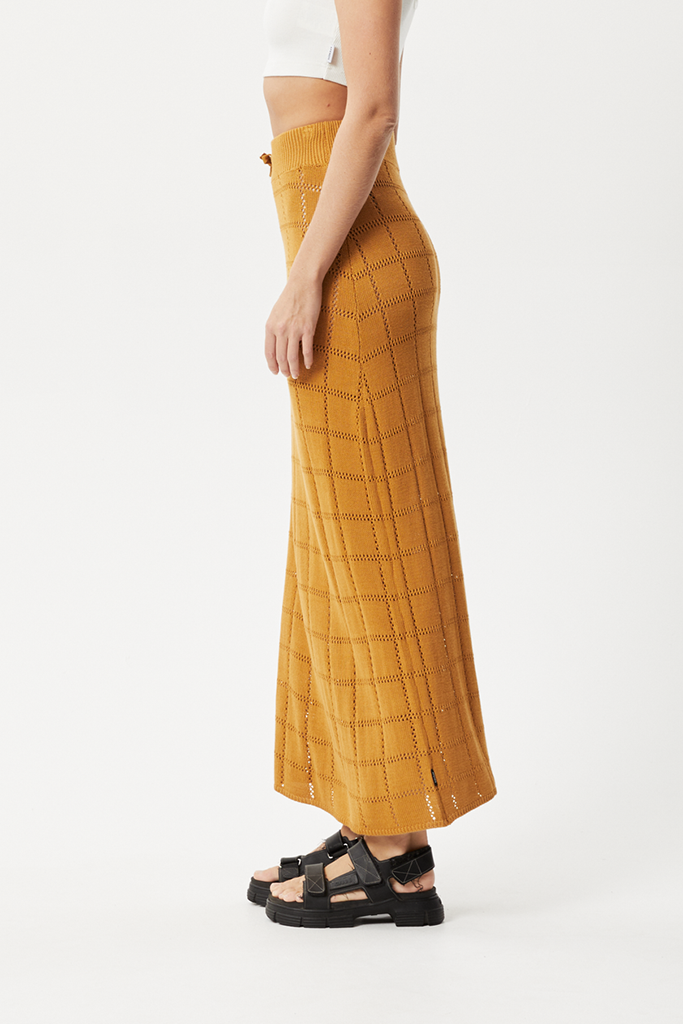 Afends Femme Knit Maxi Skirt Mustard