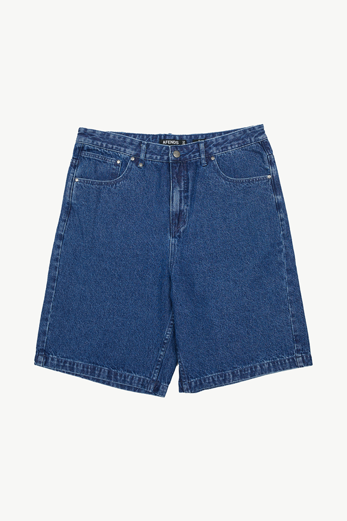 Afends Lil C Hemp Denim Baggy Shorts - Authentic Blue