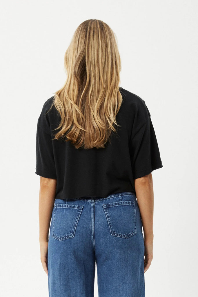 Afends Slay Cropped Oversized Tee Black