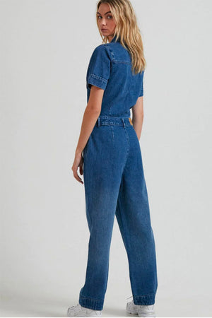 Afends Zuri Hemp Denim Jumpsuit Classic Blue