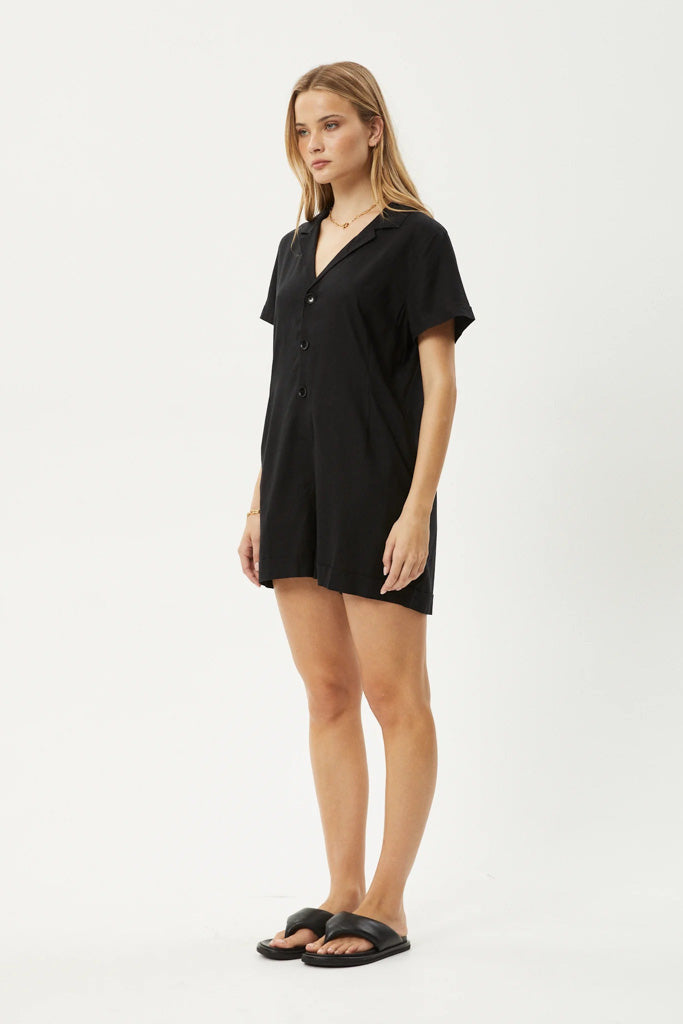 Afends Kokomo Hemp Playsuit Black