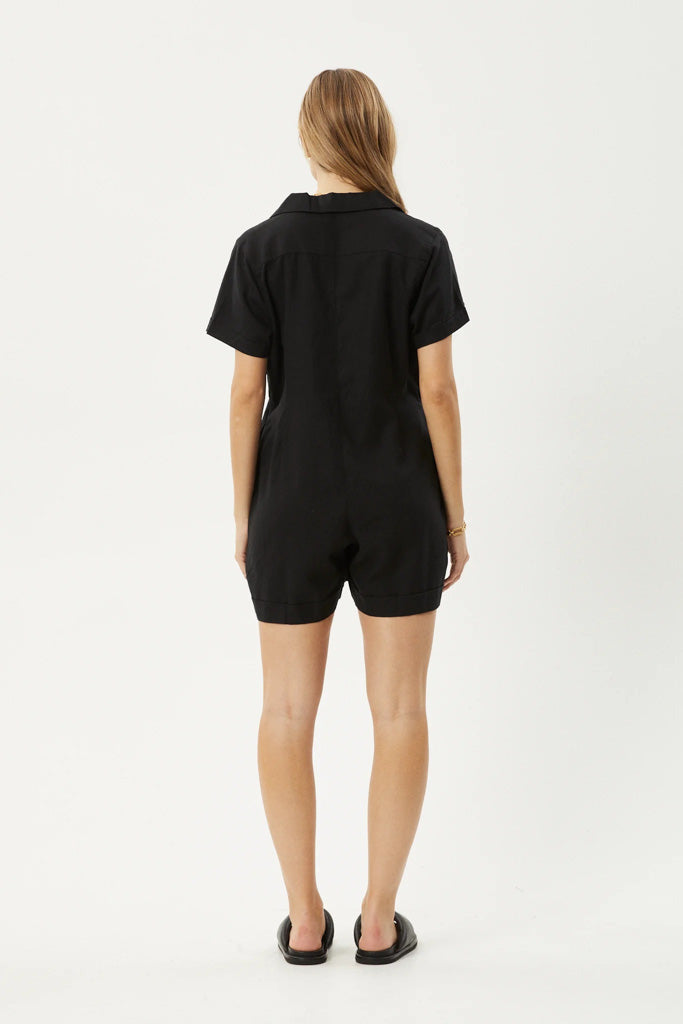 Afends Kokomo Hemp Playsuit Black