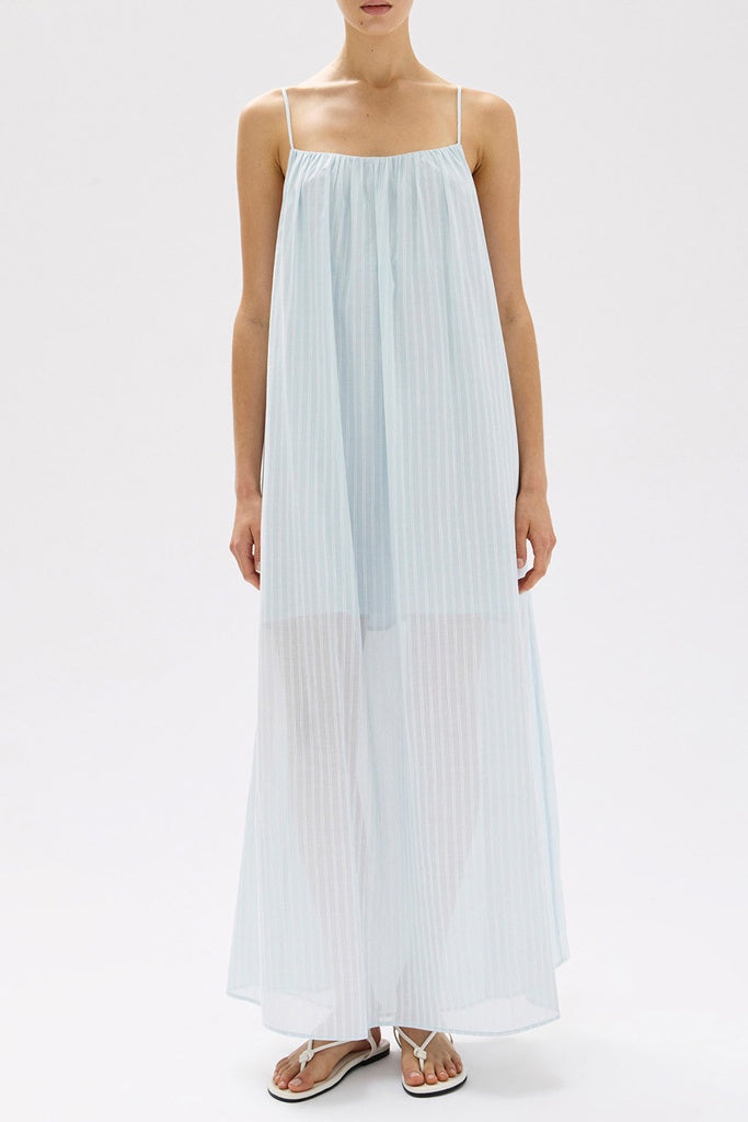 Assembly Cammy Stripe Maxi Dress Blue Haze/White