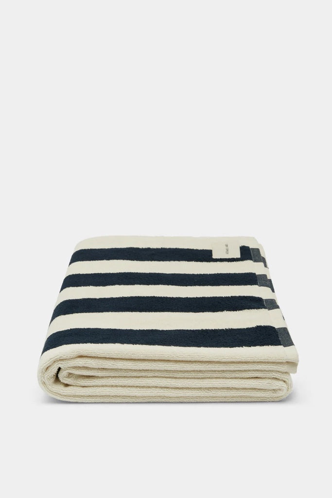 Assembly Cotton Stripe Beach Towel Navy Cream