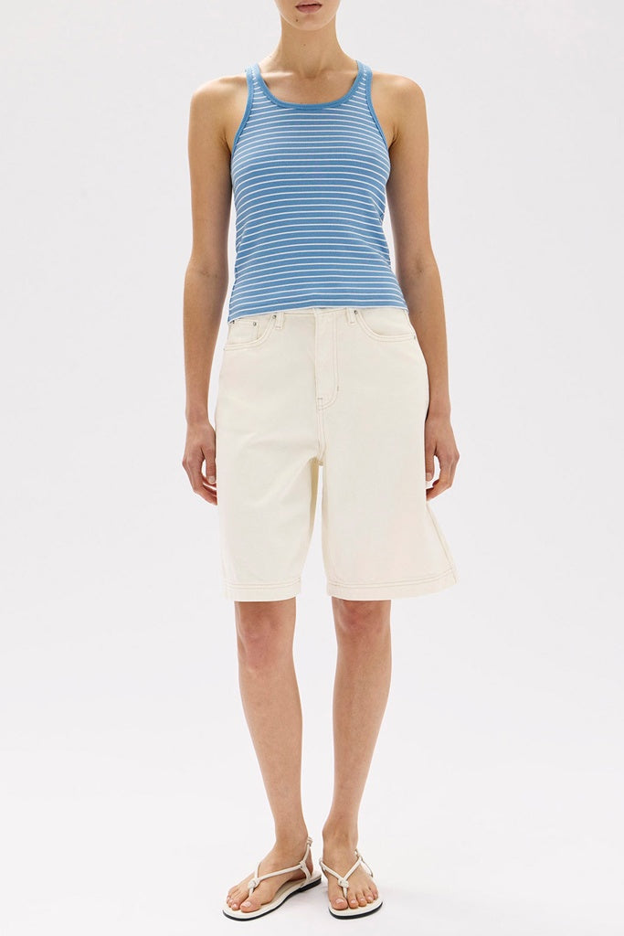 Assembly Drew Stripe Rib Knit Tank Bahama/White