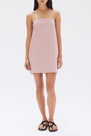 Assembly Emile Seersucker Mini Shift Dress Pomello Check