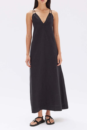 Assembly Fiona Linen Midi Dress Black