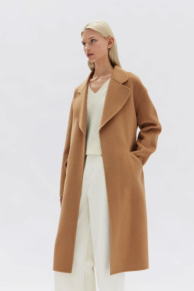 Assembly Sadie Single Breasted Wool Coat Camel