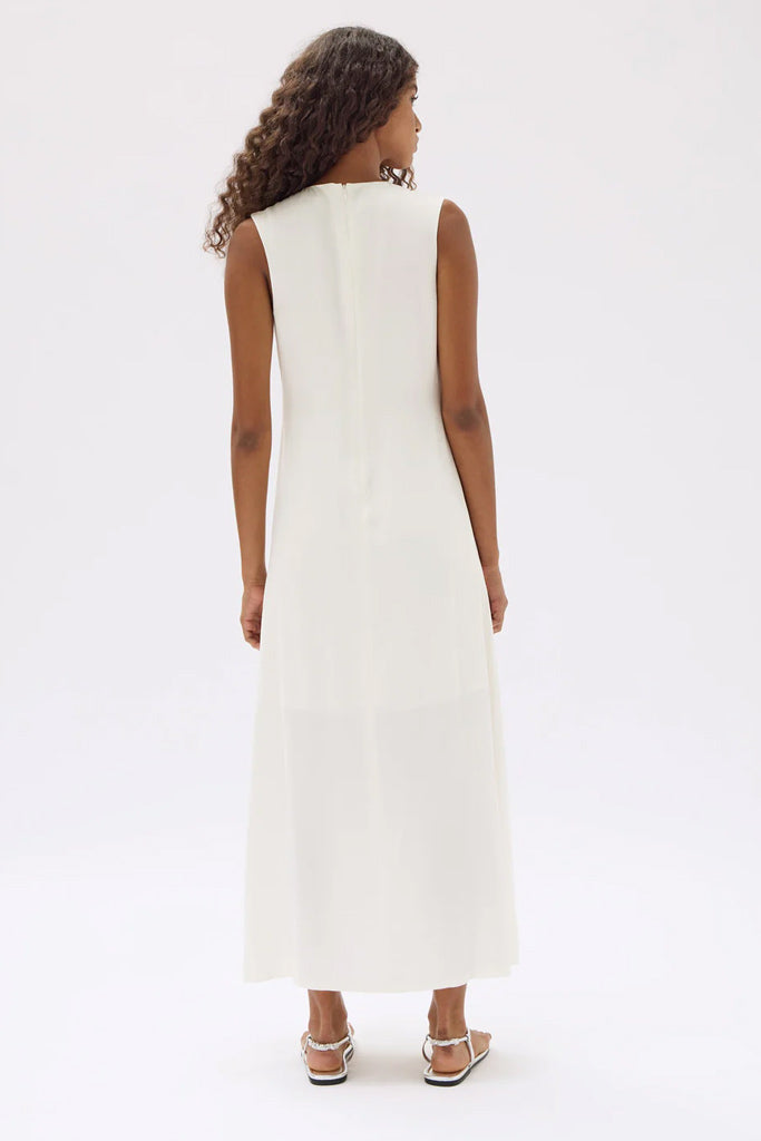 Assembly Leah Asymmetric Drape Maxi Dress Cream