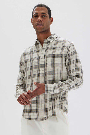 Assembly Mercer Linen Check L/S Shirt Limestone/Military Check