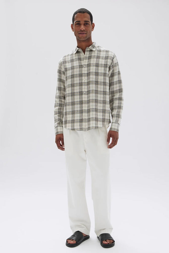 Assembly Mercer Linen Check L/S Shirt Limestone/Military Check