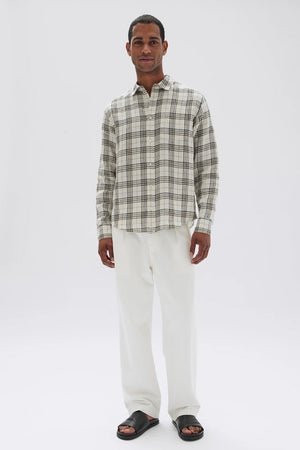 Assembly Mercer Linen Check L/S Shirt Limestone/Military Check