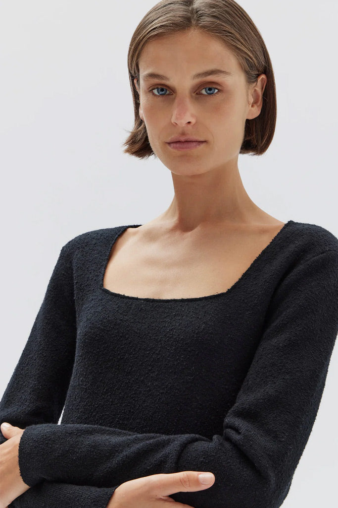 Assembly Meredith Square Neck Long Sleeve Top Black