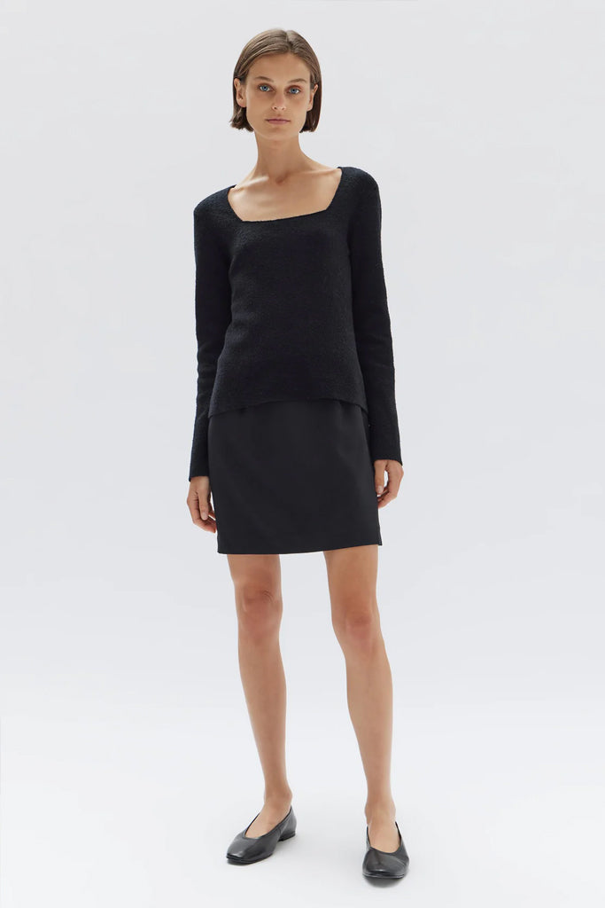 Assembly Meredith Square Neck Long Sleeve Top Black