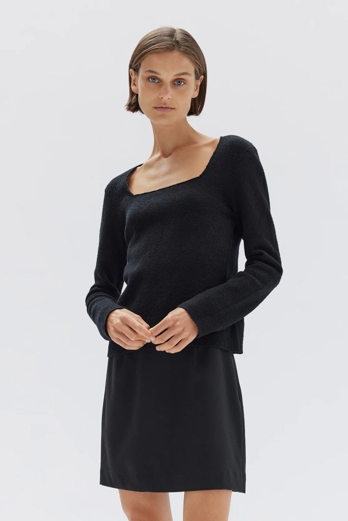 Assembly Meredith Square Neck Long Sleeve Top Black