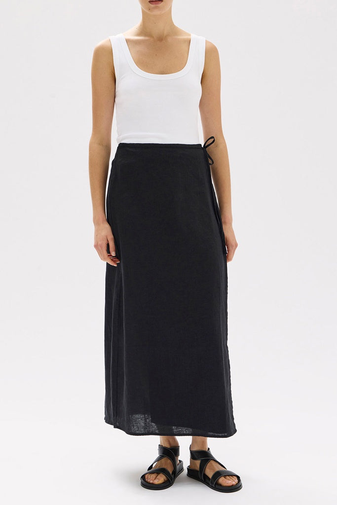 Assembly Roma Linen Wrap Skirt Black