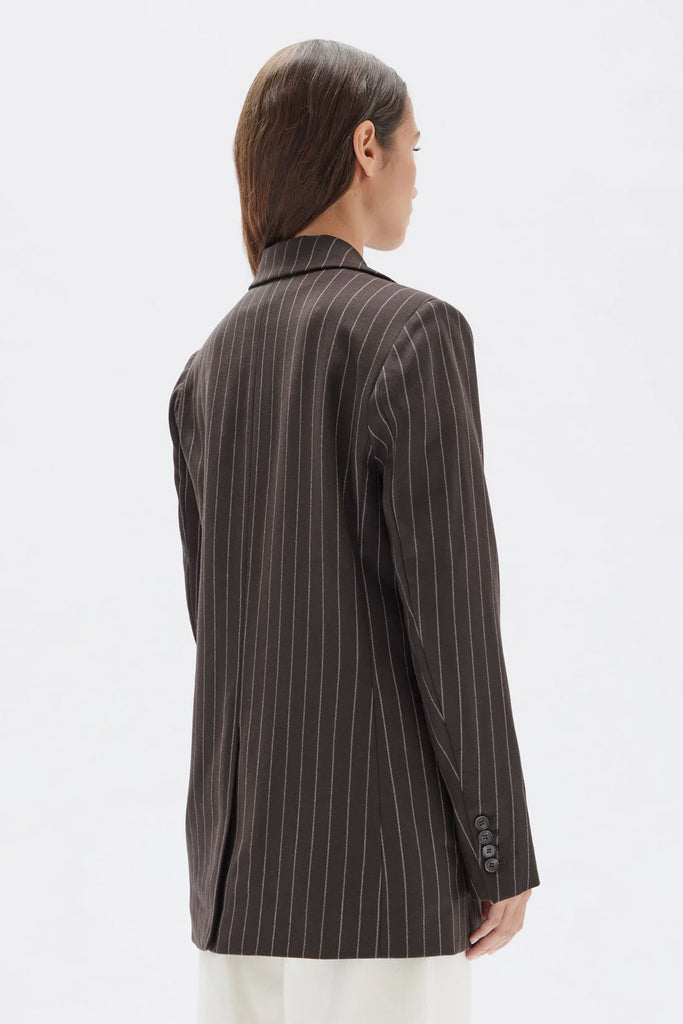 Assembly Sofia Wool Pinstripe Jacket Chestnut Stripe