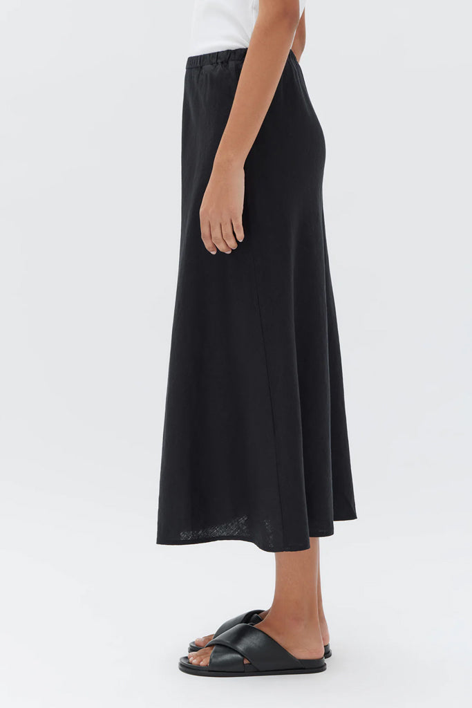 Assembly Stella Linen Bias Skirt Black