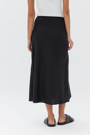 Assembly Stella Linen Bias Skirt Black