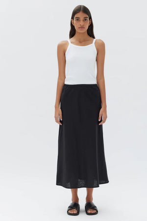 Assembly Stella Linen Bias Skirt Black