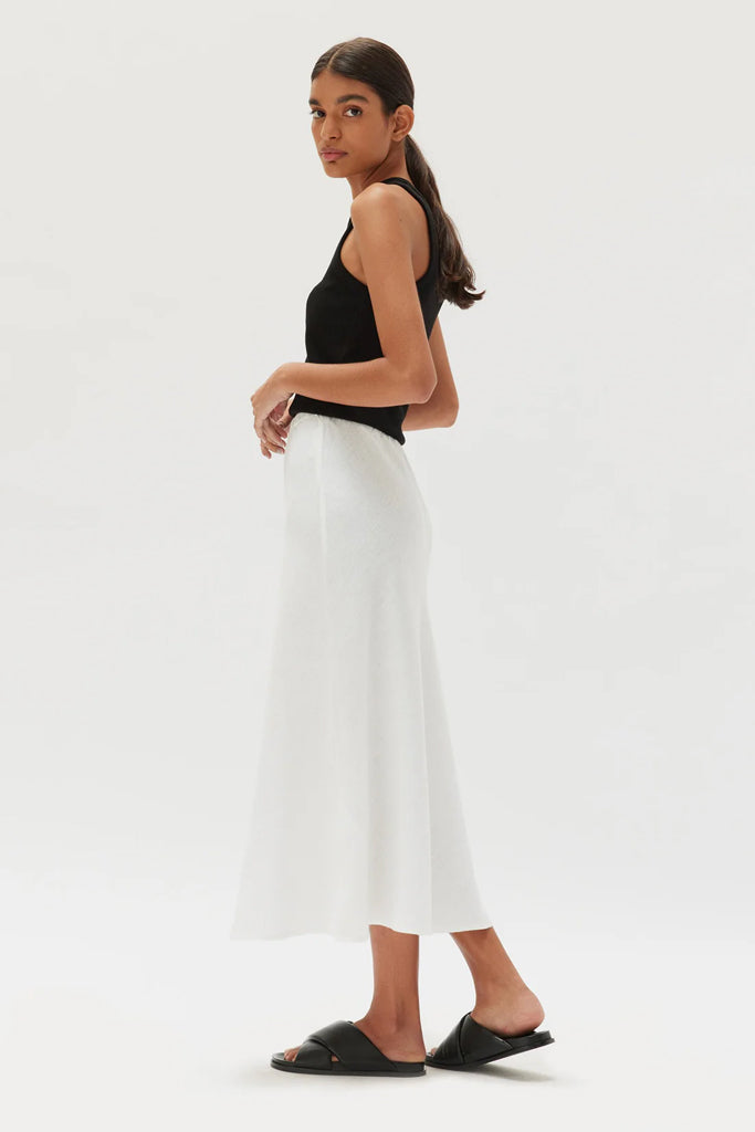 Assembly Stella Linen Bias Skirt White