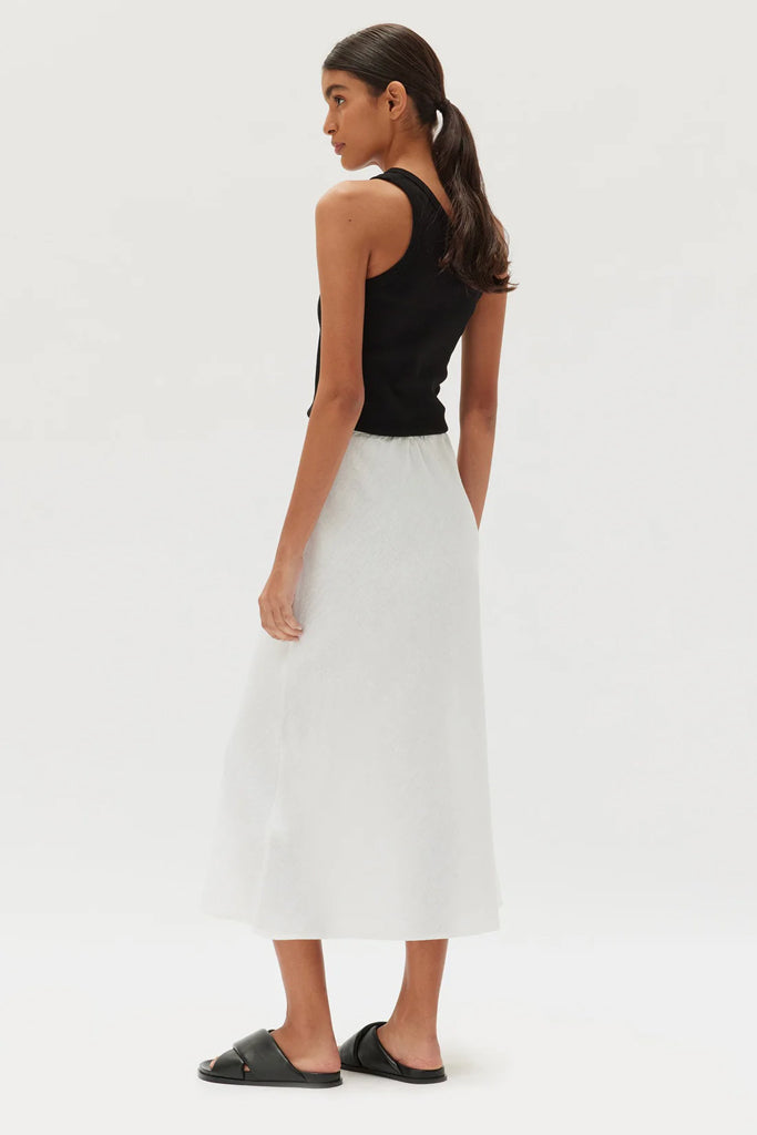 Assembly Stella Linen Bias Skirt White