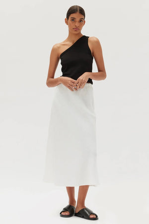 Assembly Stella Linen Bias Skirt White