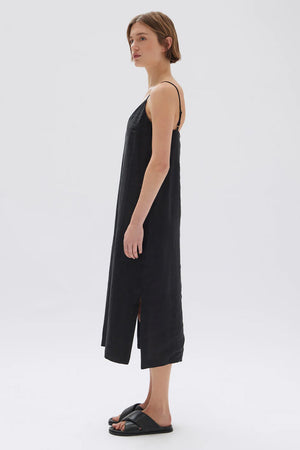 Assembly Vallory Linen Slip Dress Black