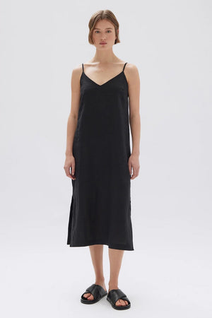 Assembly Vallory Linen Slip Dress Black