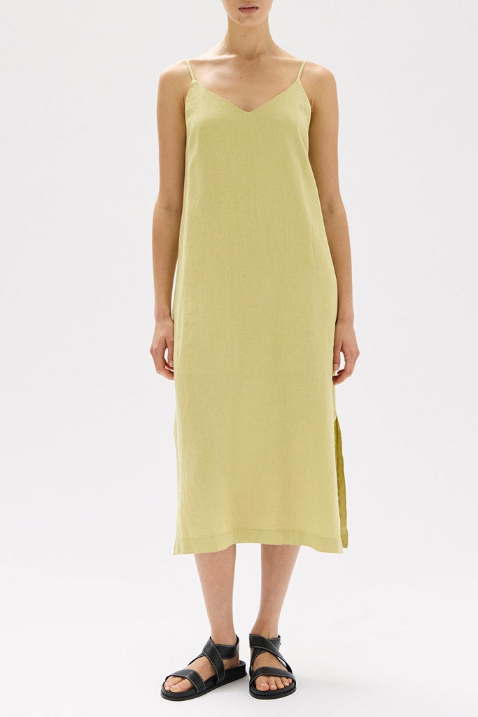 Assembly Vallory Linen Slip Dress Pear