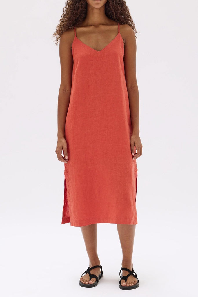 Assembly Vallory Linen Slip Dress Papaya