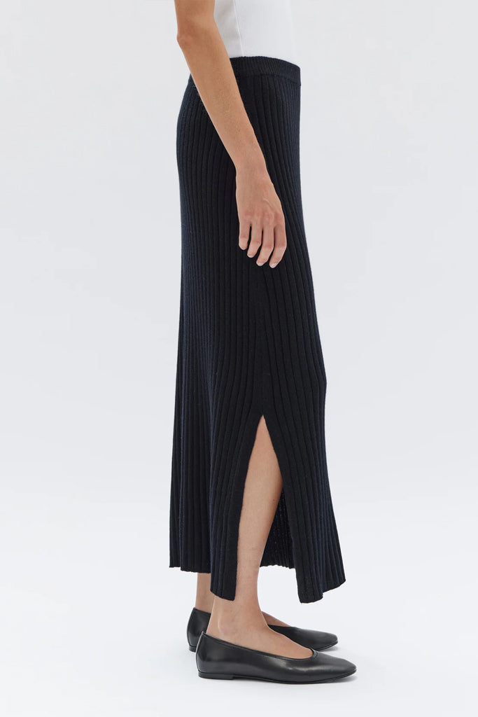 Assembly Wool Cashmere Rib Skirt Black