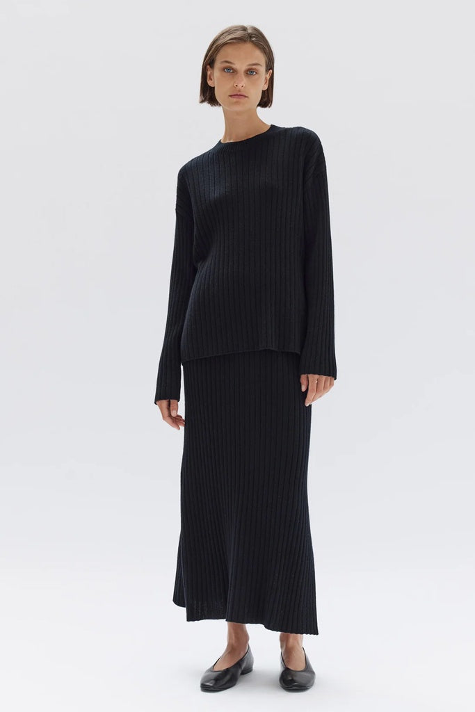 Assembly Wool Cashmere Rib Skirt Black